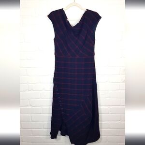 Mint Velvet Plaid Asymmetrical Midi Dress